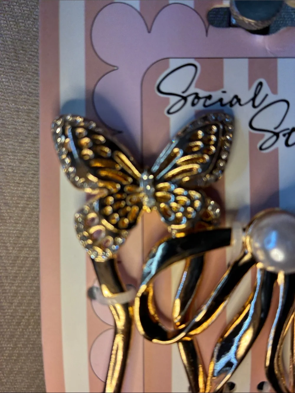 Gold Hair Accessory Set with Butterfly, Bow & Crescent